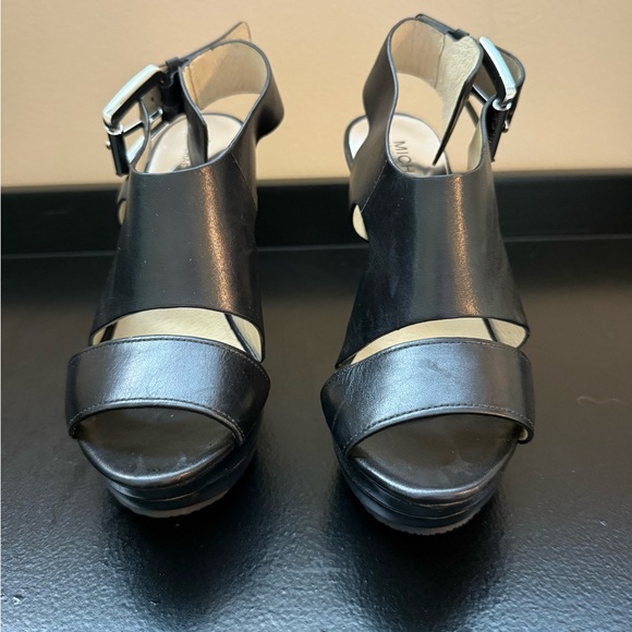 Michael Kors Black Open-Toe Heels - Picture 1 of 9